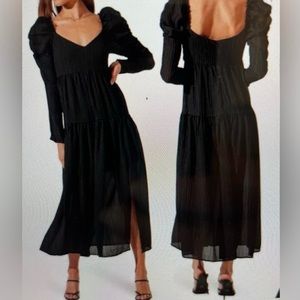 ASTR by Label Black Maxi Prarie dress long puff sleeve size XL